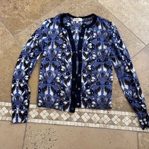 Tory Burch merino wool Art Deco crew cardigan